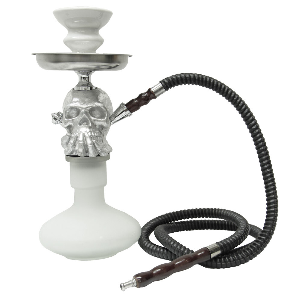 inhale Skull head Hookah – 1 Hose, silver