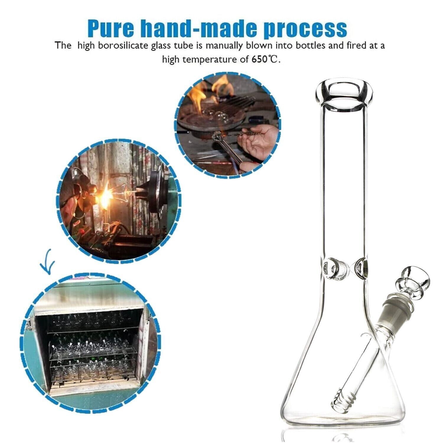 12″ Glass Heavy Bongs Bong Hookah Water Pipe Heavy Beaker WITHOUT a Percolator