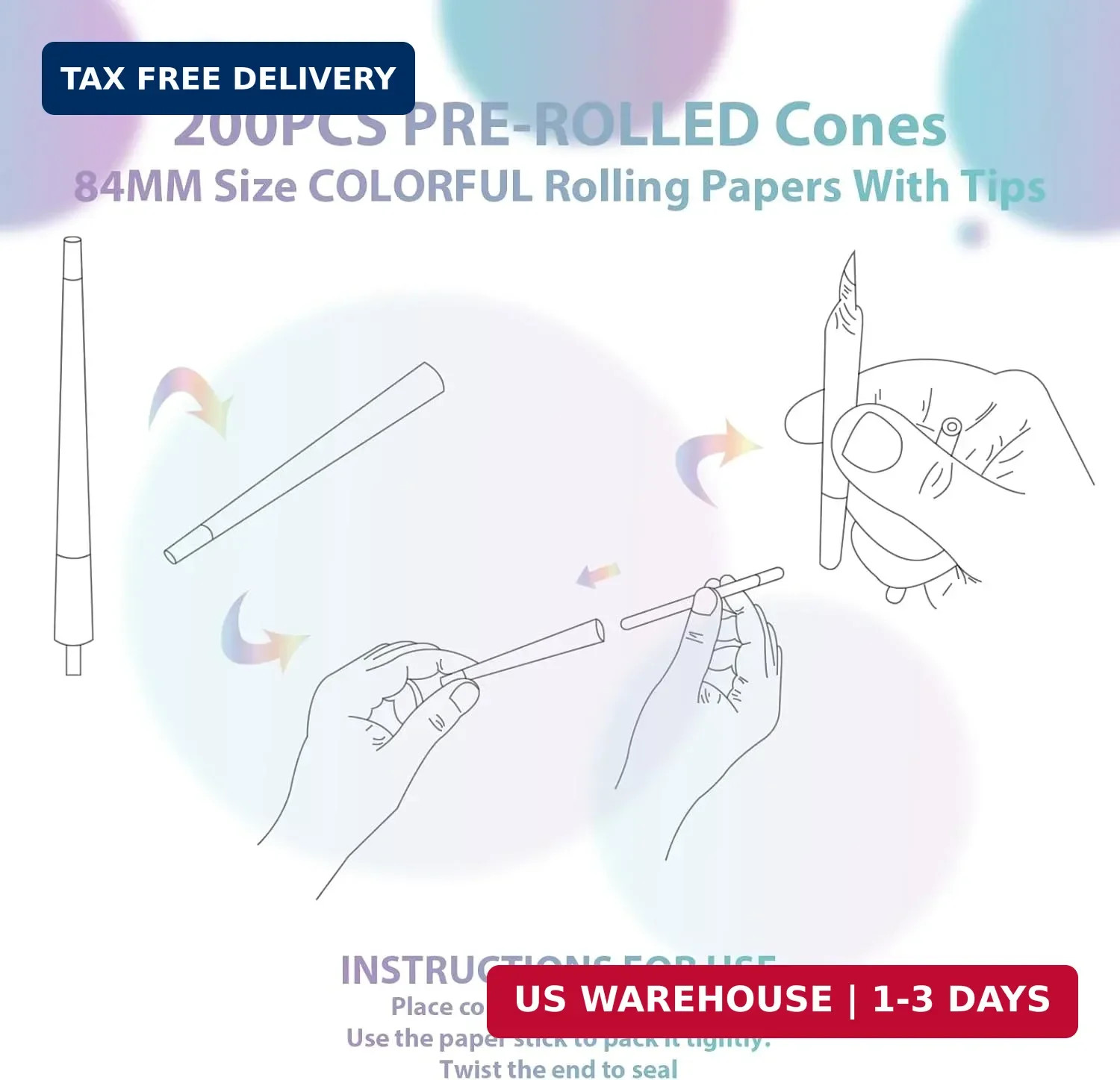 Hippo&Bird Pre Rolled Cones- King Size Cones 200 Pack,Slow & Even Burning Cones