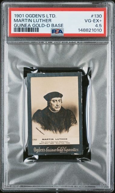 Martin Luther 1901 Ogden’s LTD. Guinea Gold—D BASE #130 PSA 4.5 VG-EX+ Pop 1^5