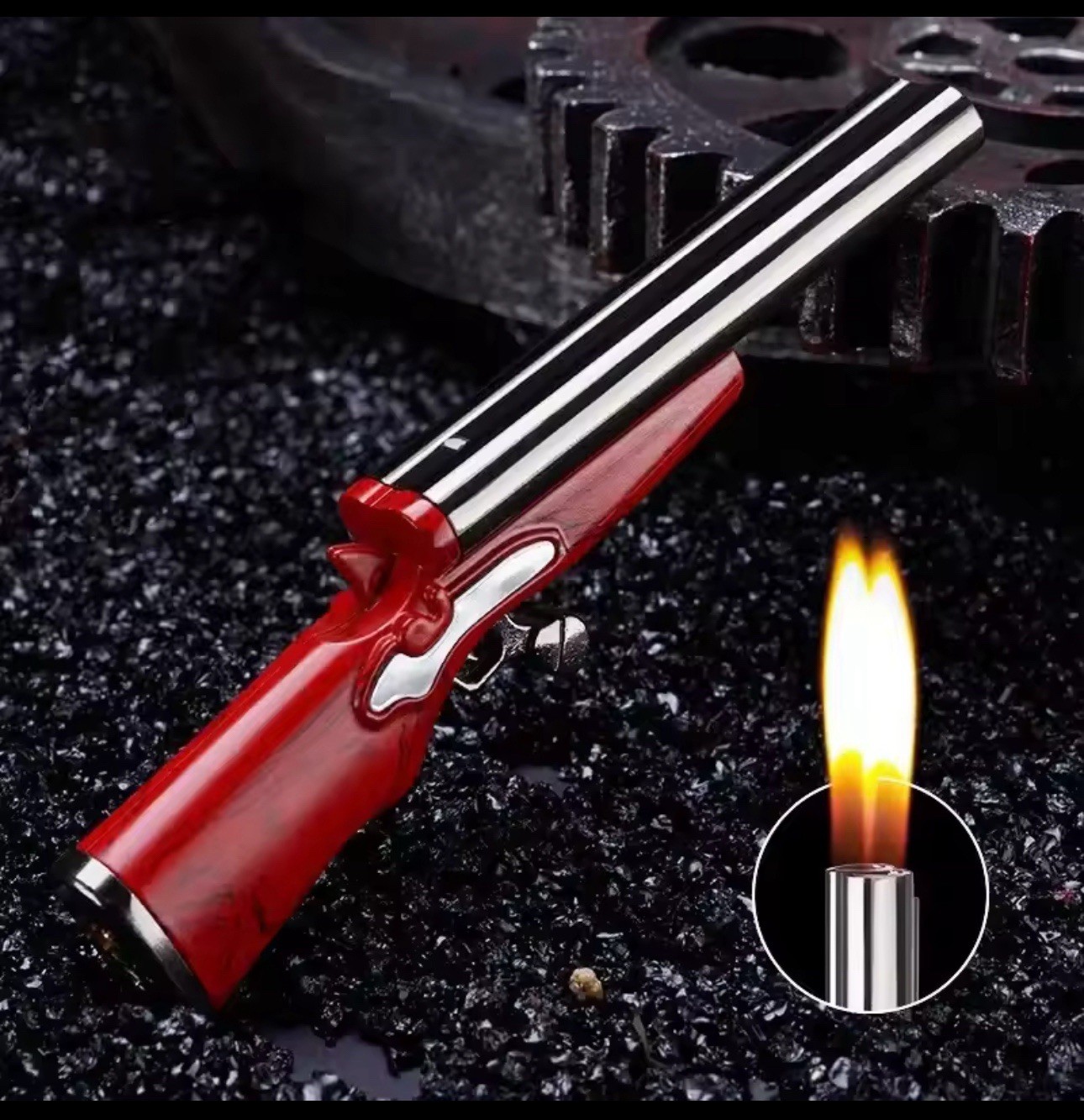 Double Barrel Flame Shotgun, Torch, Lighter Novelty, Gun Lighter, Adjustable