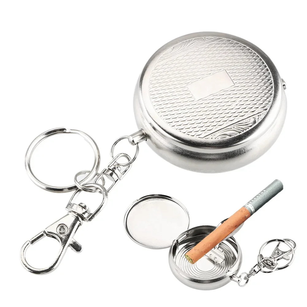 Portable car cigarette ashtray, random pattern, pocket ashtray with keychain