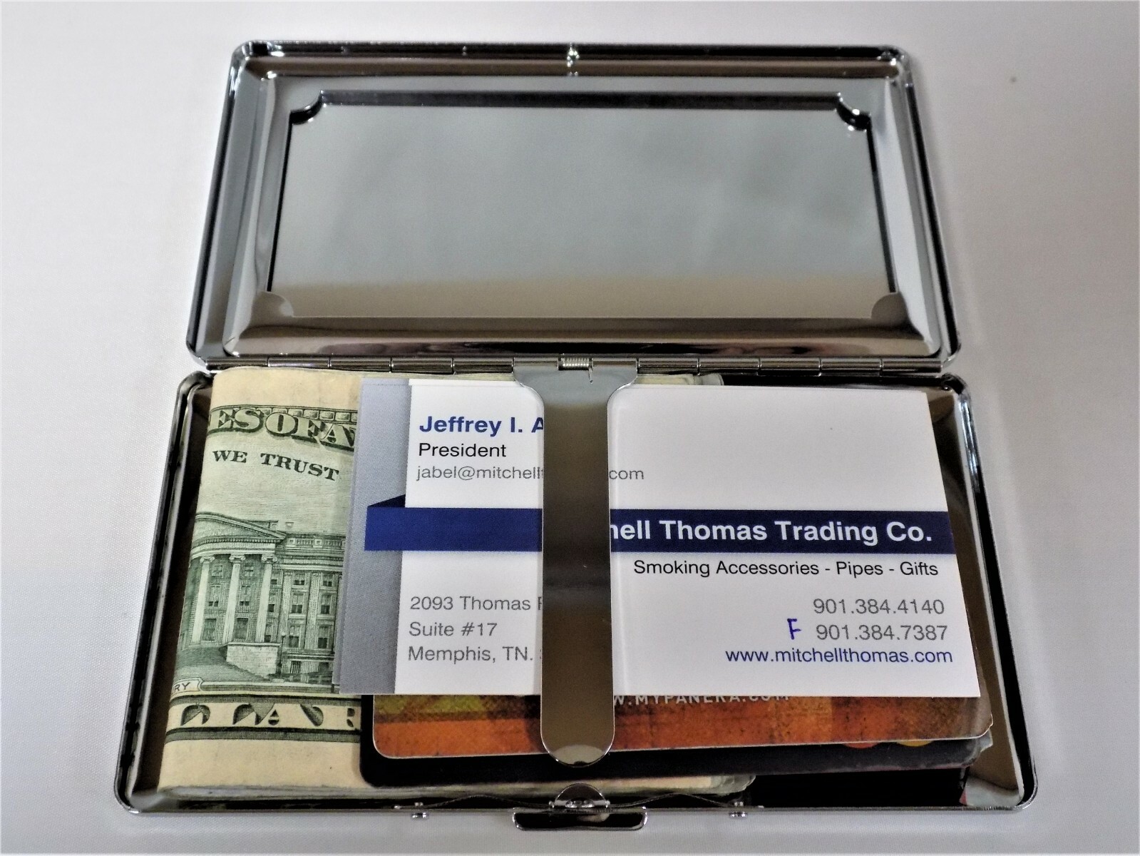 NICE NEW 100/120mm CIGARETTE OR MULTI USE BRUSHED SATIN CHROME CASE w/ MIRROR