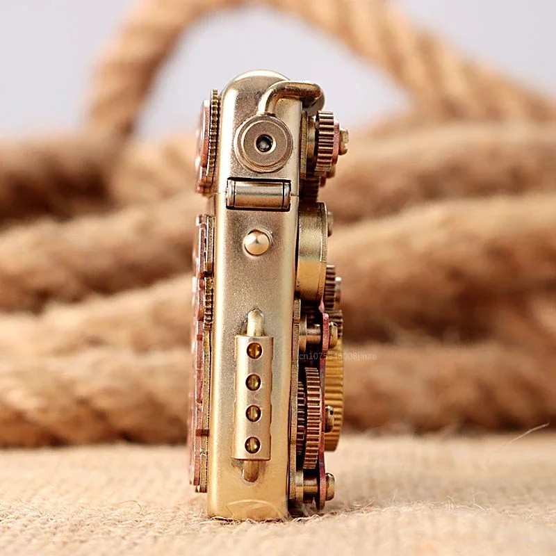 Mechanical Steampunk Lighter Creative Pure Copper Kerosene Lighter Gear Linkage✨