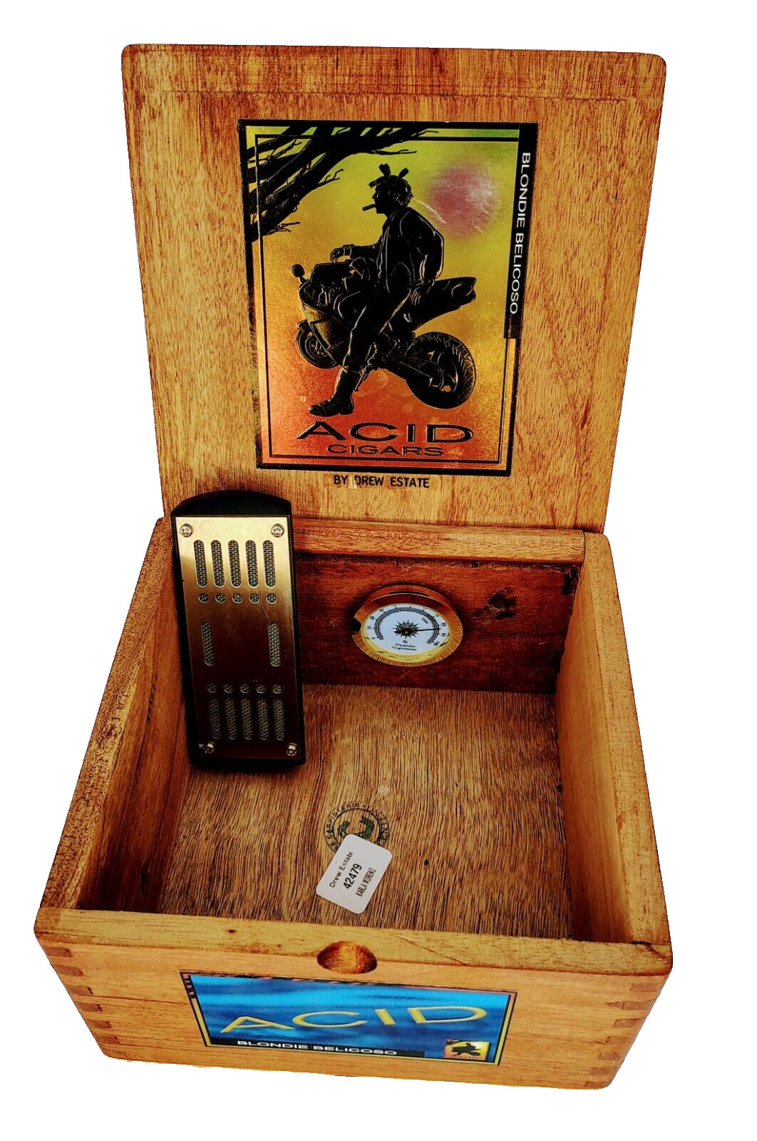 Acid Blondie Stash Box Humidor Hygrometer Humidifier Wood Cigar handcrafted
