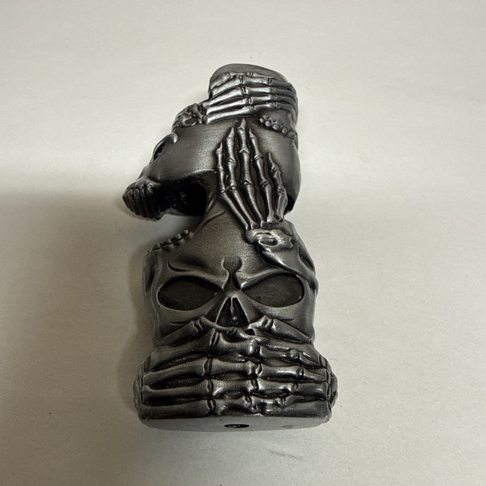 Pewter Skull Head and Skeleton Hand Metal Lighter Case Cover~ fits BIC