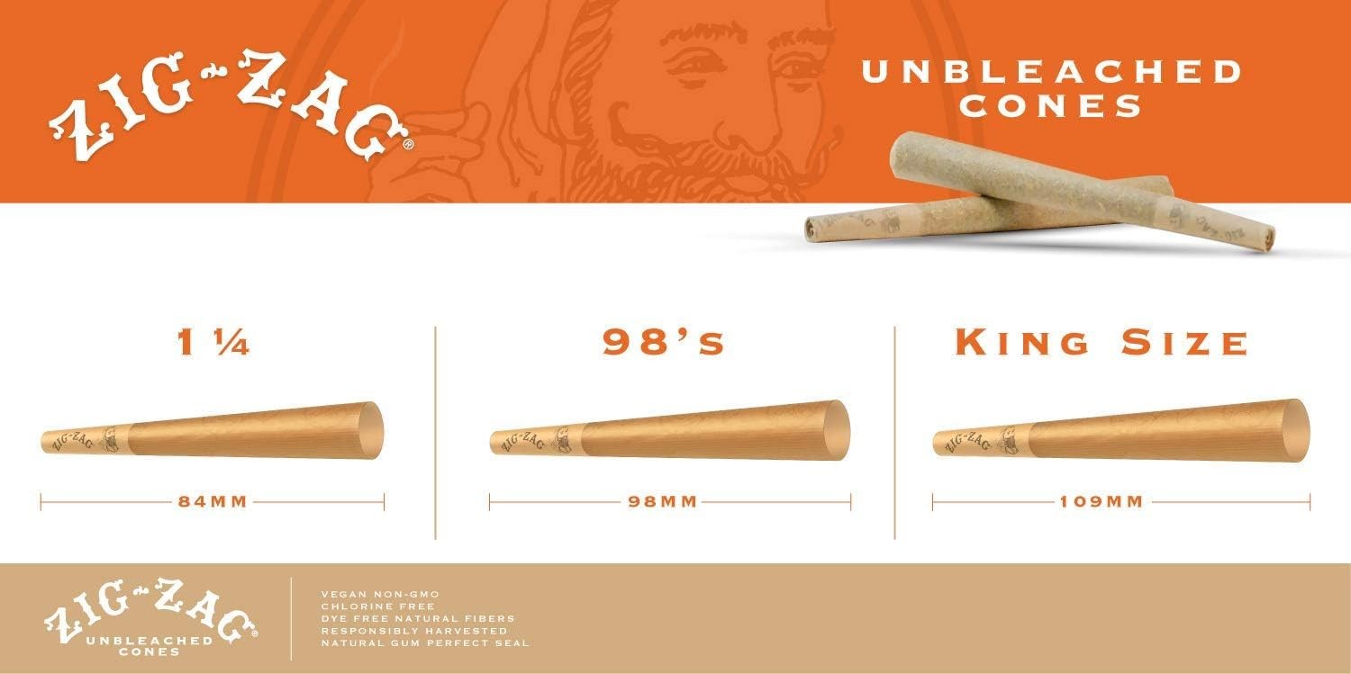 Pre Rolled Cones 1 1/4 Size (100 Pack) Unbleached – Slow Burning Pre Rolled C…