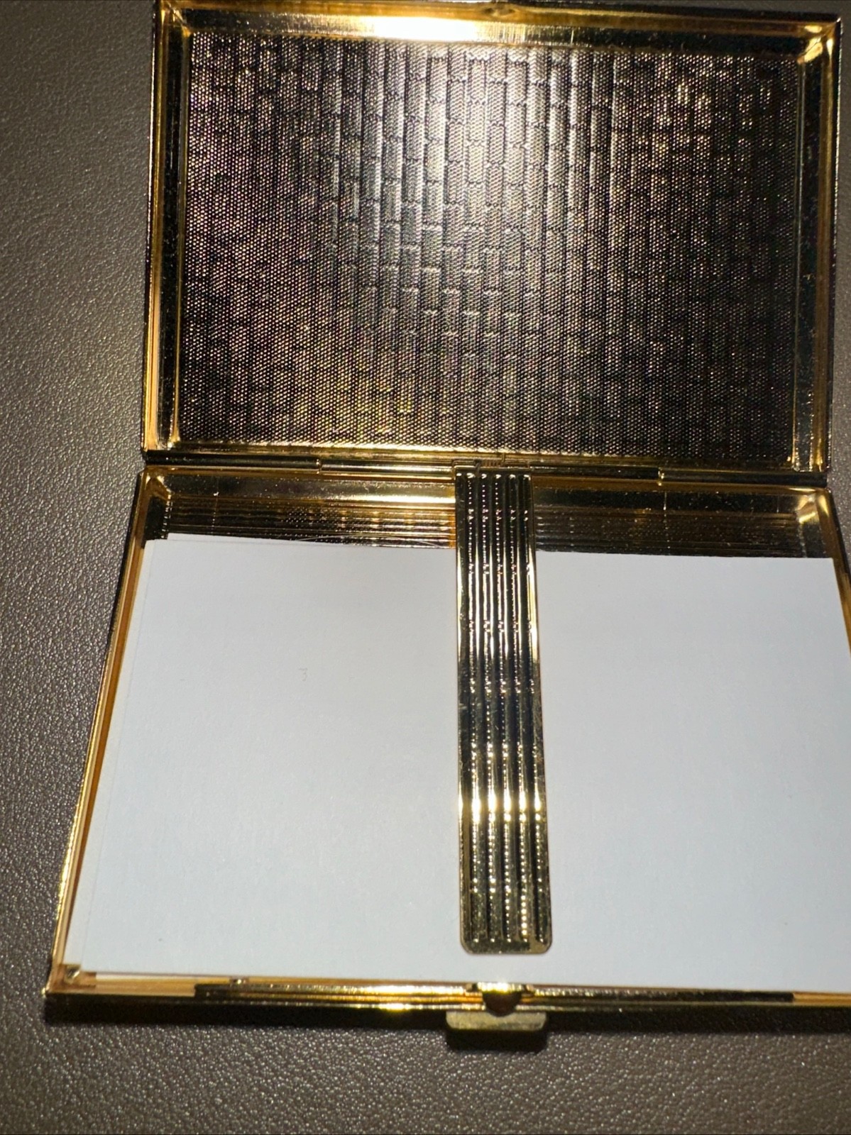 Vintage Murano Millefiori Glass Business Card Case Holder Italy Gold Tone c2000
