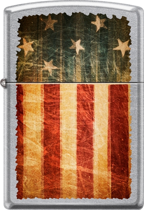 Zippo Battle Worn American Flag Patriotic, Weathered Street Chrome Lighter NEW