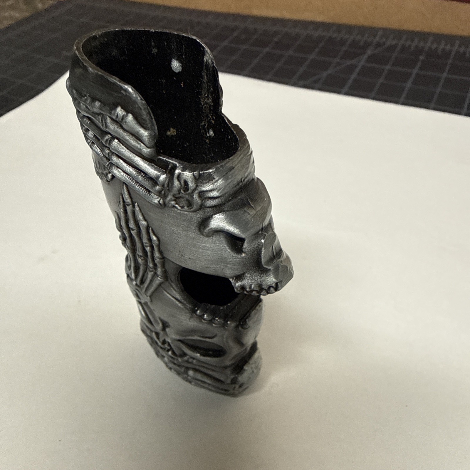 Pewter Skull Head and Skeleton Hand Metal Lighter Case Cover~ fits BIC