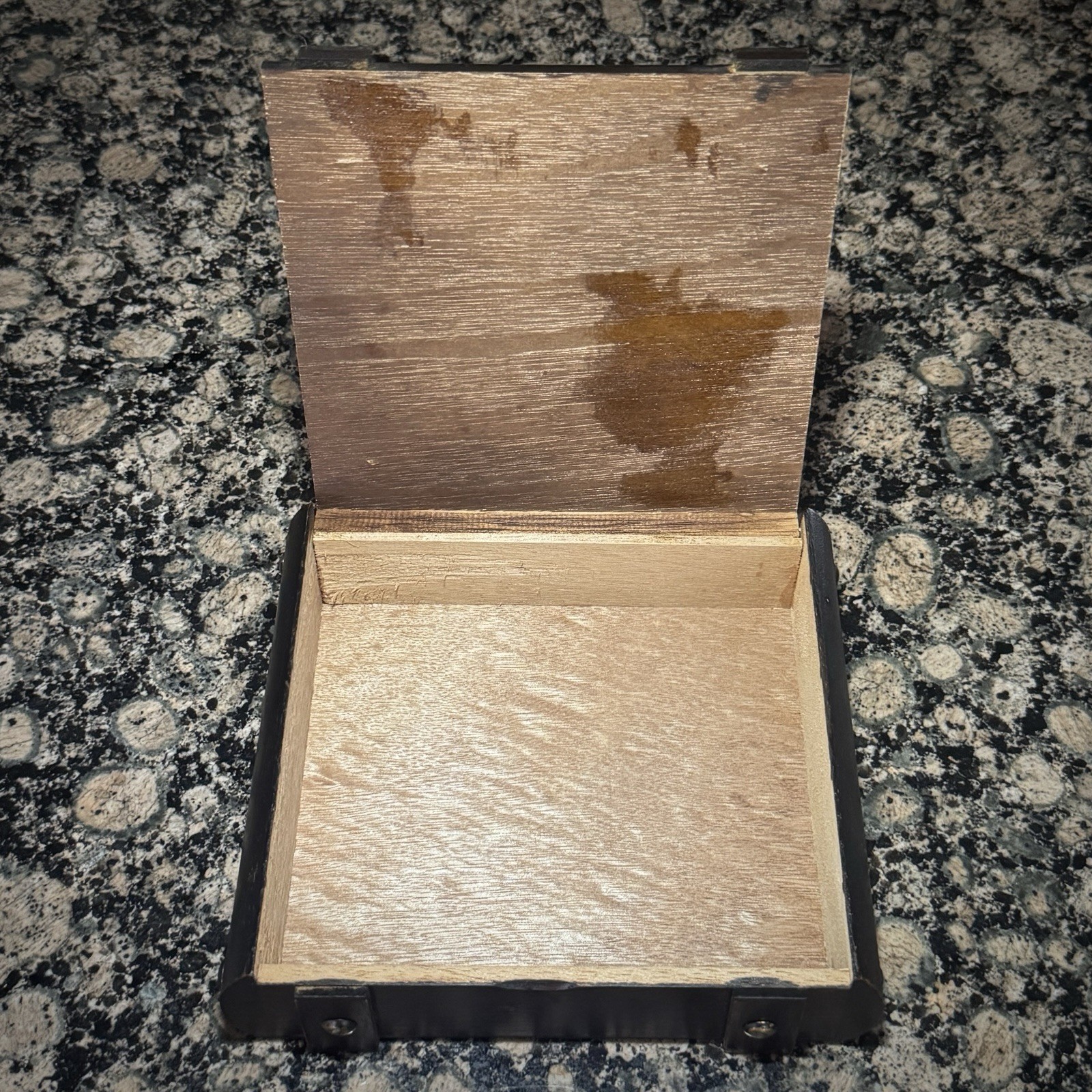 Debonaire Handmade Wooden Cigar Box 7in x 6in x 2in Brown with Metal Accents