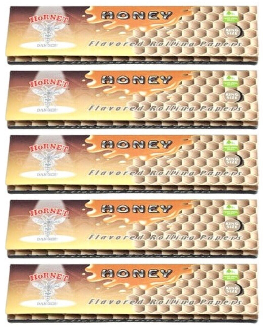 5x Honey Juicy Flavored King Size Rolling Papers by Hornet 32Lvs USA