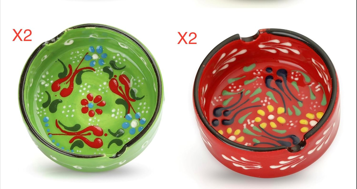 Ashtrays for Smokers Indoor – Handmade & Hand-Paint Vintage Ash Tray – Retro Ash