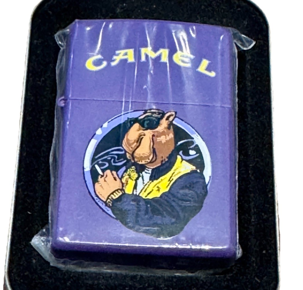 Zippo Joe Camel Lighter 1997 Purple Matte New In Tin Last Run Before Retired