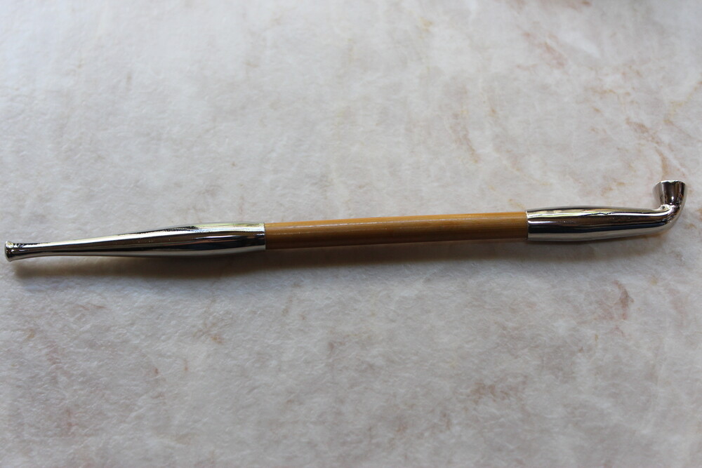 Japanese smoking pipe Kiseru Iizuka metal Nickel with bamboo 205 mm