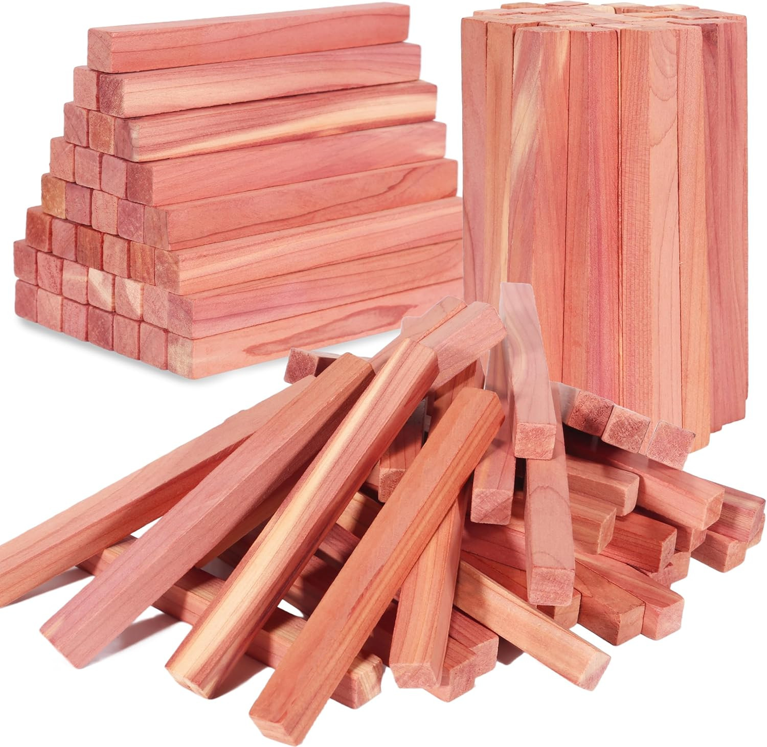 50PCS Cedar Blocks for Clothes Storage, 100% Aromatic Red Cedar Wood Sticks Chip