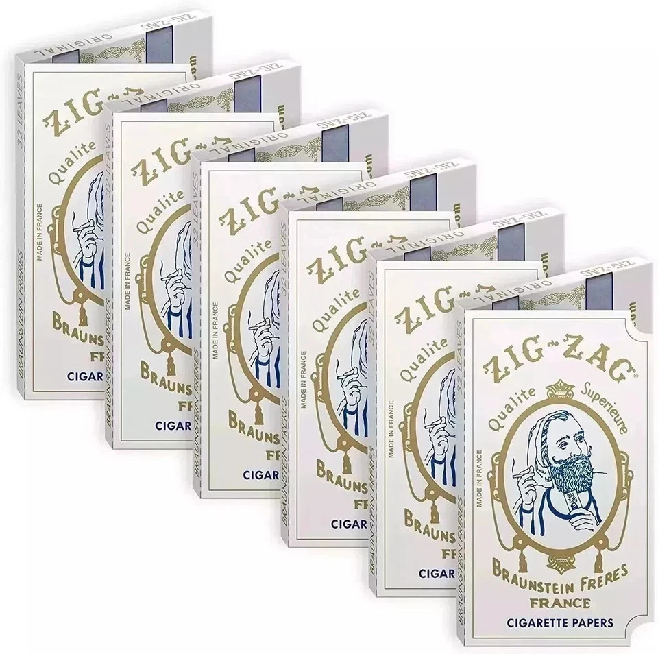ZIG ZAG Rolling Papers – Original White 70 mm Paper – 32 Count Pack of 6