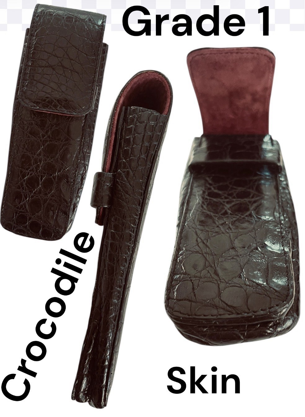Santiago Gonzales Collection Rare Genuine Crocodile Leather Cigar Case Black