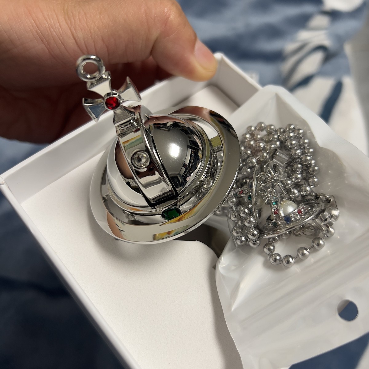 *US Seller* Vivienne Westwood Nana Orb shape Lighter/ silver/ With Chains in Box
