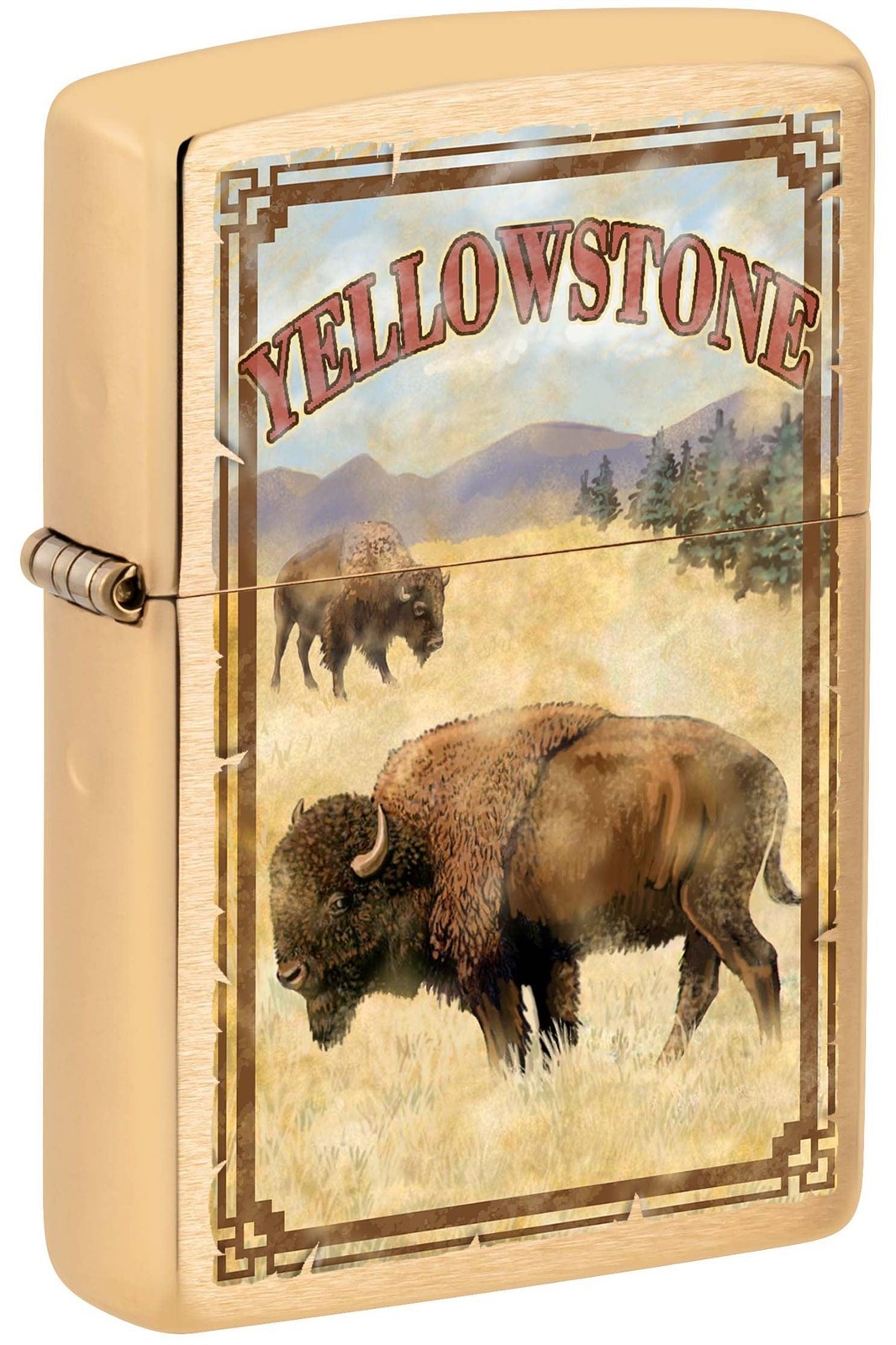 Zippo Yellowstone National Park Buffalo Lighter, Brushed Brass NEW IN BOX