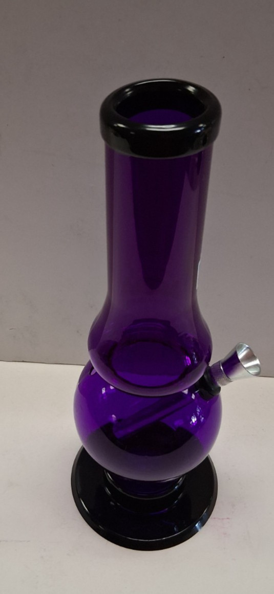 9″ ACRYLIC PLASTIC BUBBLE & HALF THUMB CARB WATER PIPE BONG HOOKAH PURPLE 1.5″W