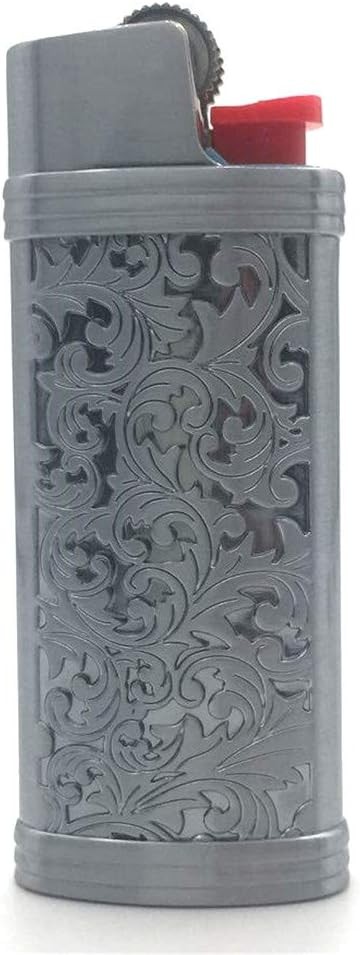 Silver and Gray Color Vintage Metal Lighter Case Cover Holder Silver&gray