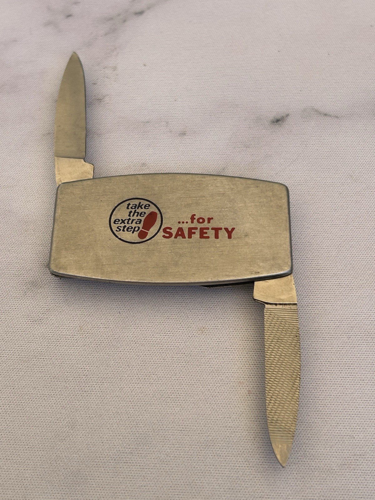 Vintage Zippo Money Clip Knife Advertising Safety Award Silver Toned Red USA