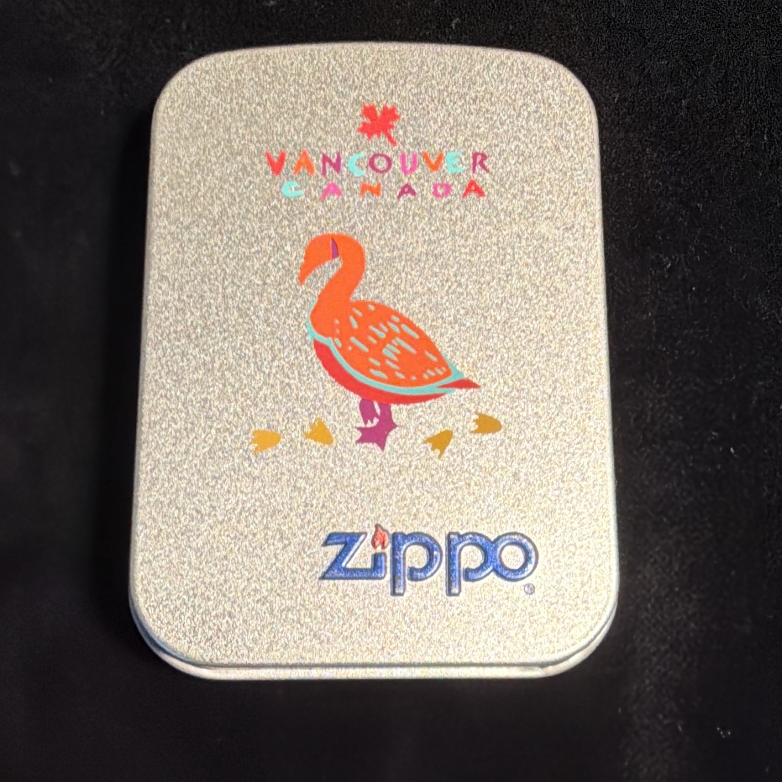 Zippo Vancouver Canada Goose Design Lighter w/ Tin Case & Guarantee Paper