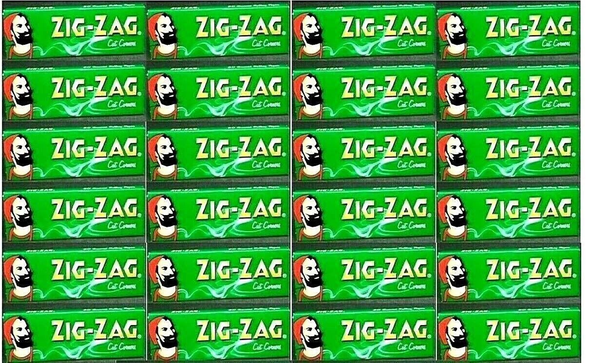 24x Zig Zag Green Cut Corners Rolling Papers.59/Pack *USA Shipping*!