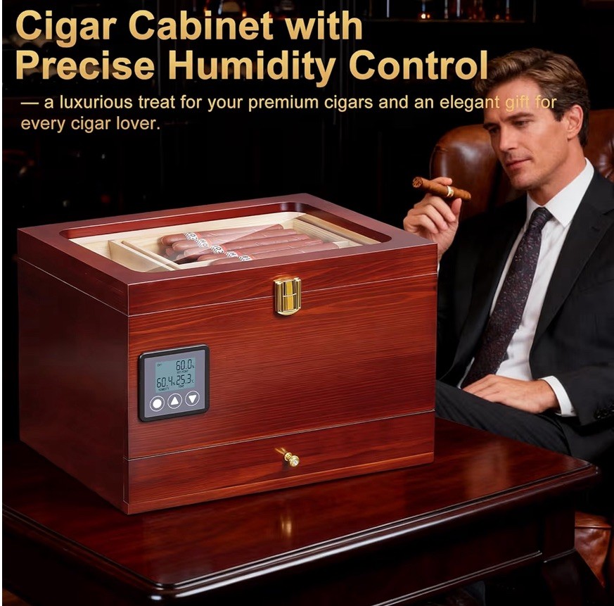 Cigar Humidor Cabinet with Electric Humidifier Precision Humidity Control