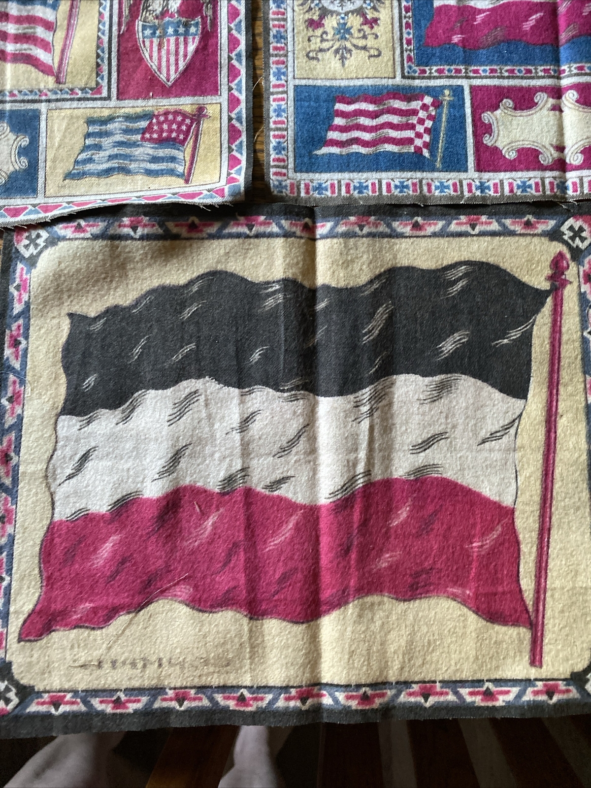 5 Vntg Cigar Box Premium Tobacco Felt Flannel American/Germany Flags 8 1/2 X 10