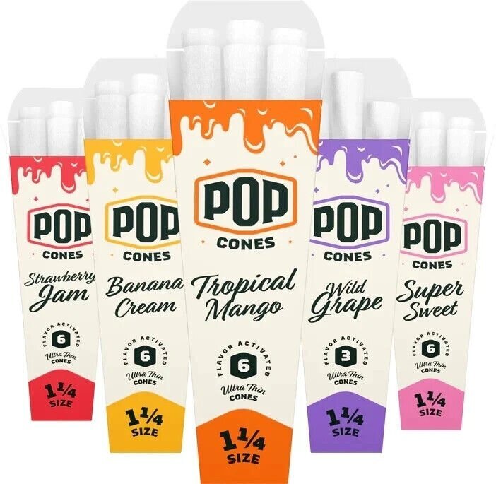 Pop Cones 5 Pack Variety Flavor Ultra Thin Cones – 1 1/4 Size – 6 Cones per Pack