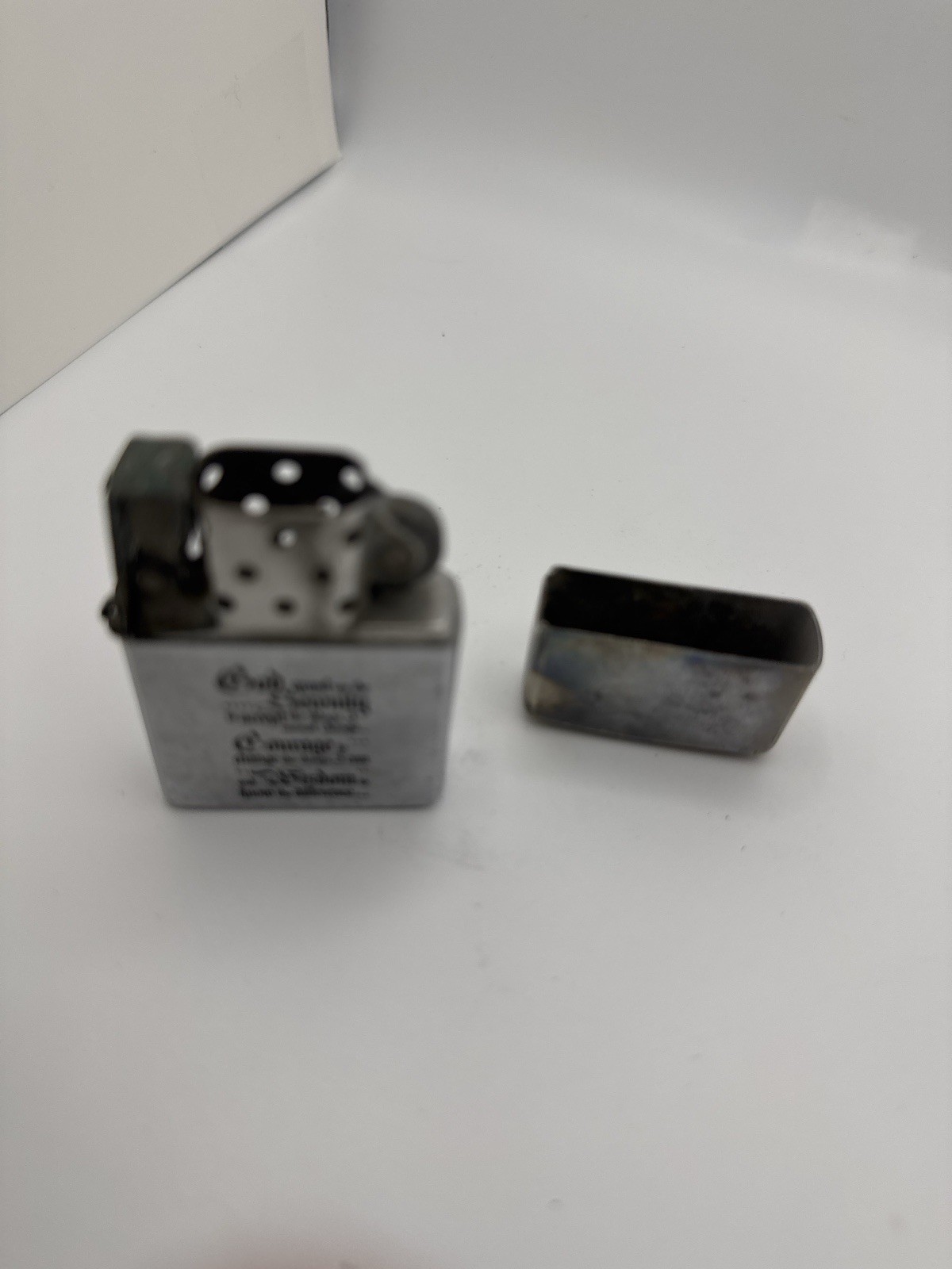 Vintage 1977 Zippo Lighter Religious Verse Engraved — Hinge Repair Needed