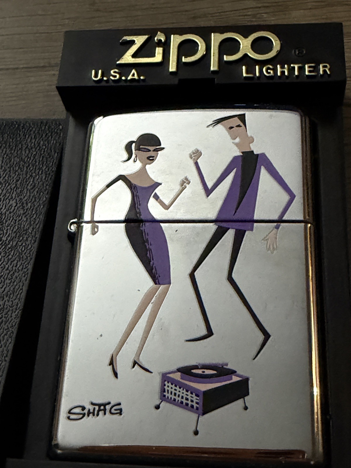 Zippo SHAG Teens Retro Dancing Flamerite Josh Agle Mint Smoke King Record Player