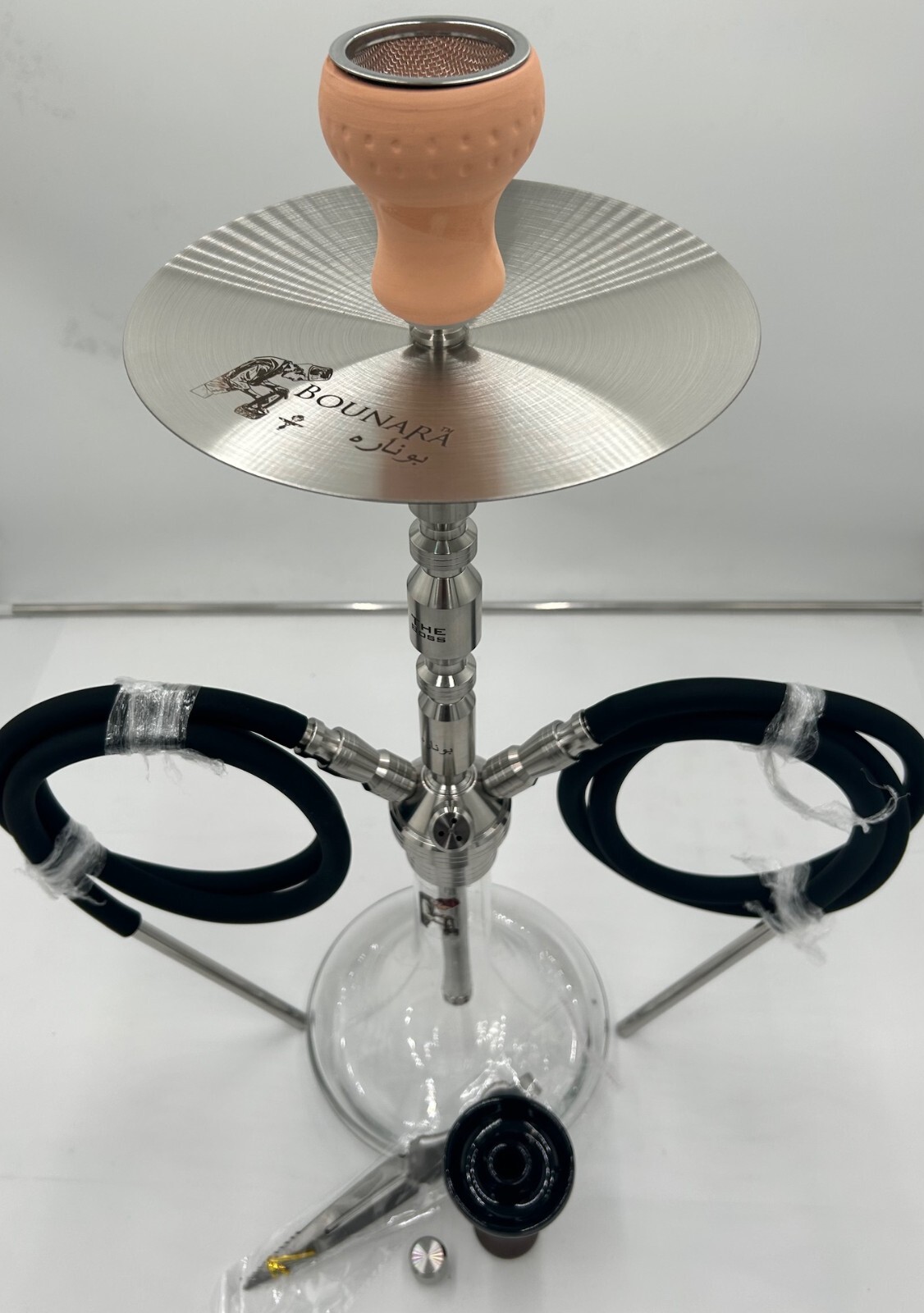 Hookah Shisha Heavy Duty Stainless Steel Complete Set, shared two hoses 24″ tall