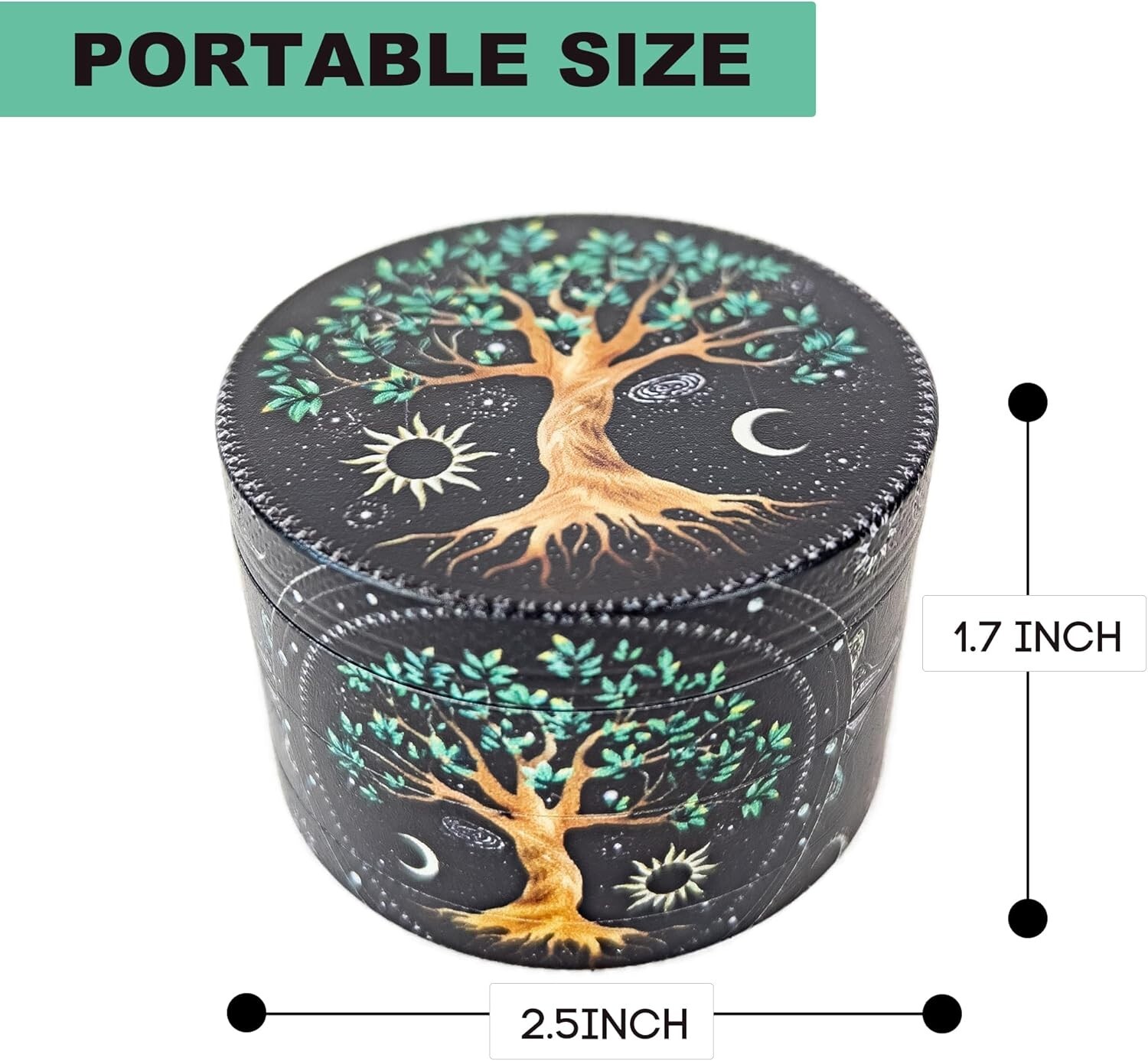 Herb Grinder 4-Piece 2.5 inch Large Metal Tobacco Crusher Colorful Magnetic TREE