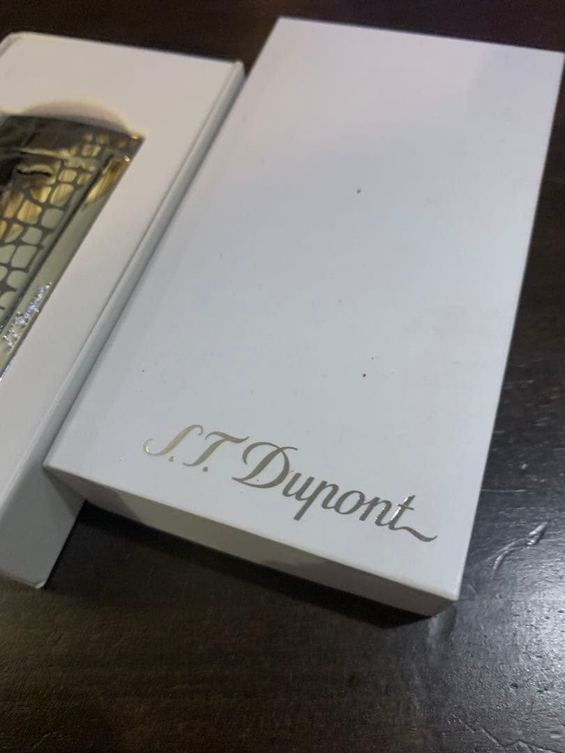 S.T.Dupont Dupont Thin Gas Lighter Croco Dandy Chrome New