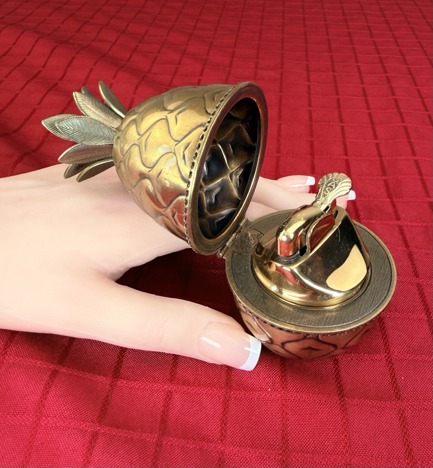 Vtg EVANS Brass Pineapple Table Lighter UNUSED New Old Stock Complete W/ Tools