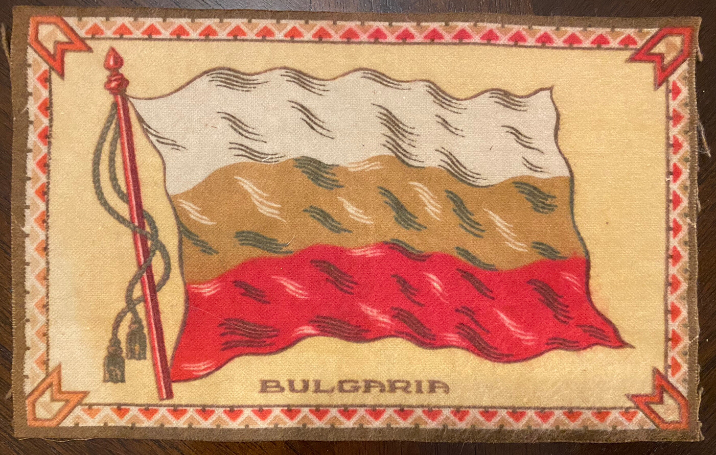 VINTAGE AMERICAN TOBACCO FELT BLANKET FLAG EARLY 1900’s Bulgaria 5” X 8”