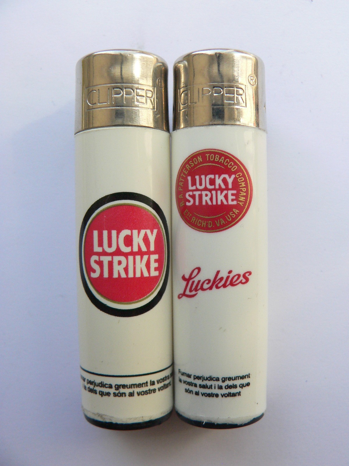 2 x Lucky Strike cigarette branded advertising Clipper lighter medium size