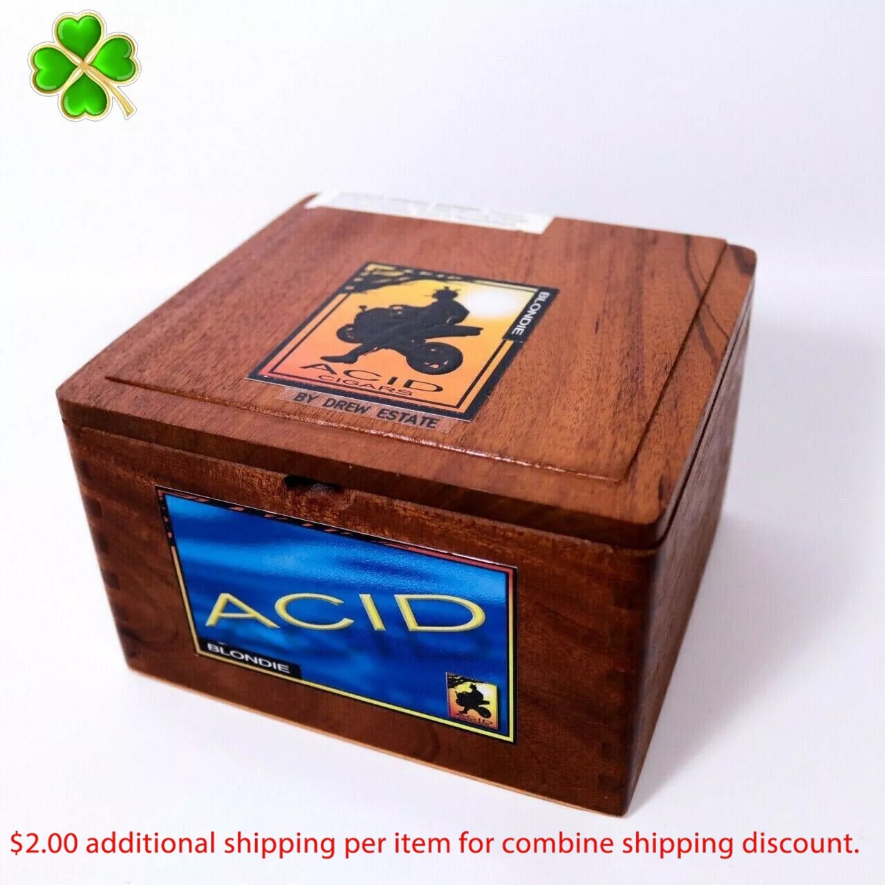 Acid Blondie Empty Wood Cigar Box 6.5″ x 6″ x 4″ ~