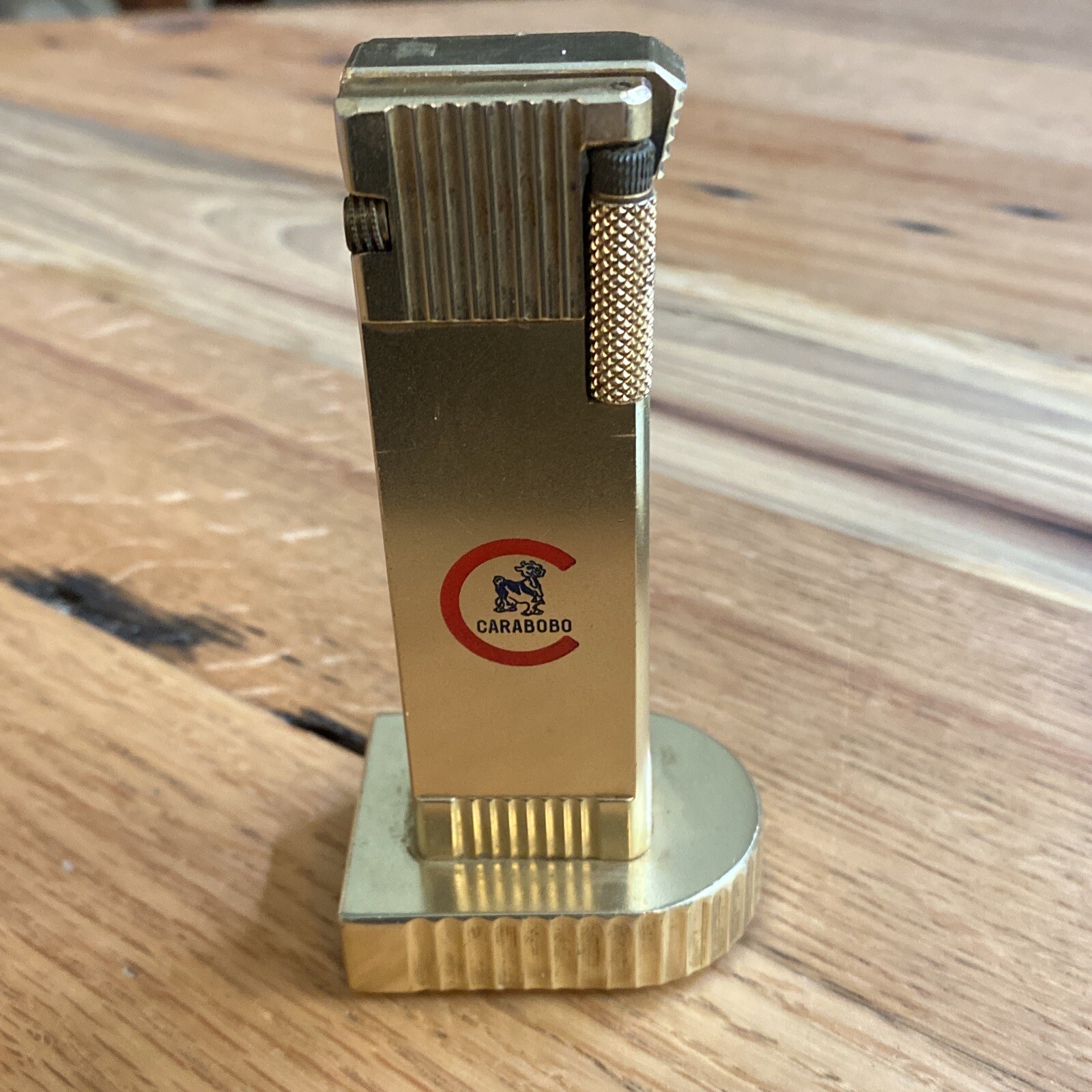 Vintage Cygnus Gold Tone Table Cigarette Lighter Japan 4 1/4″ Branded Carabobo