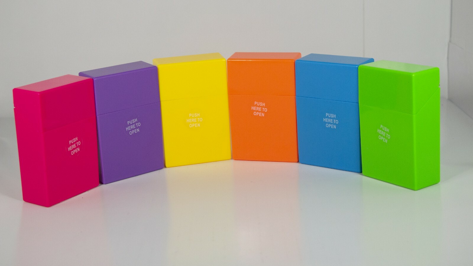 12 Rubberized Hot Neon Color Push Open Plastic Cigarette Case Pack Holder King’s