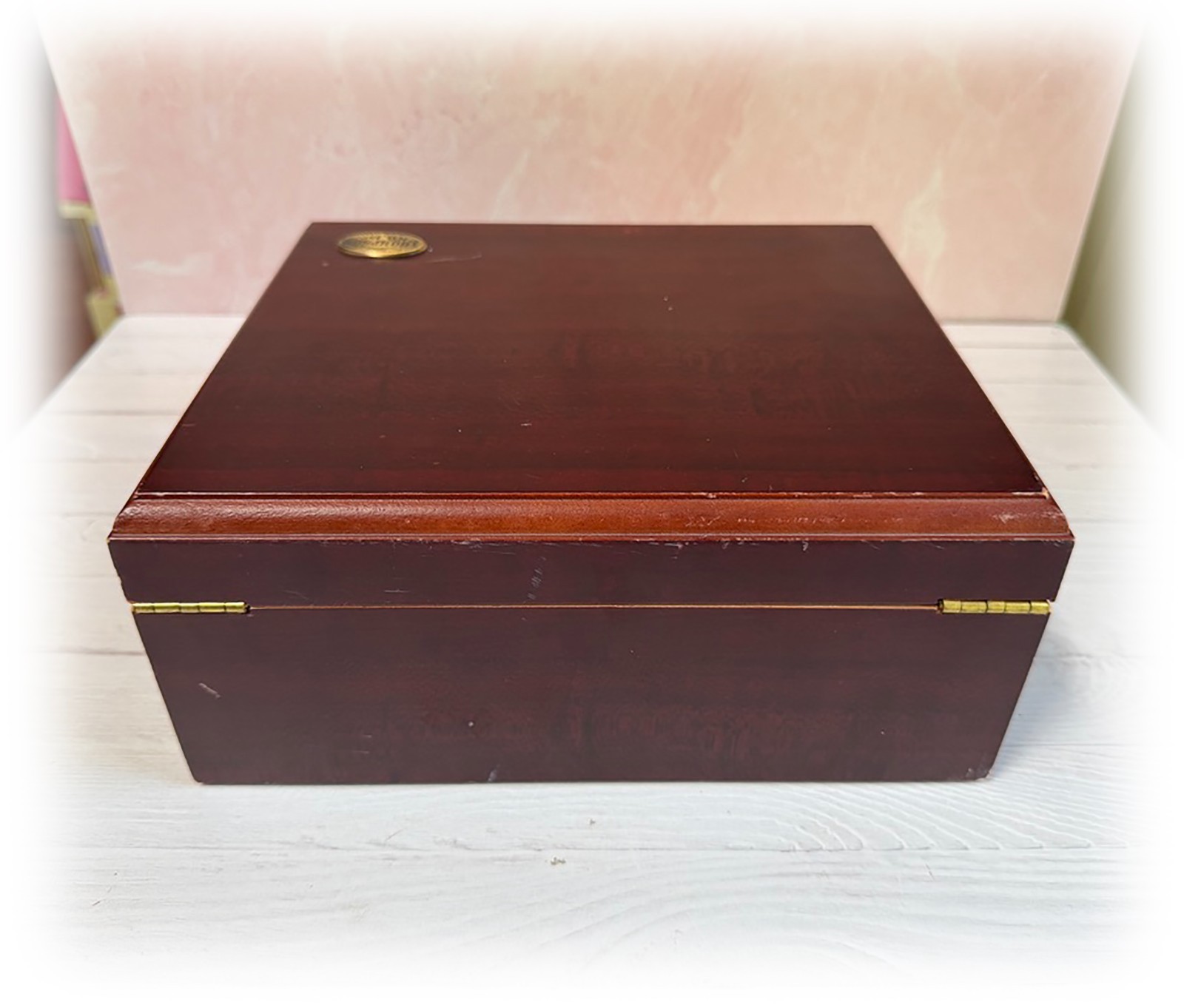 Vintage Thompson & Co 1915 Cigar Humidor Hygrometer Box Cherry Finish Taiwan