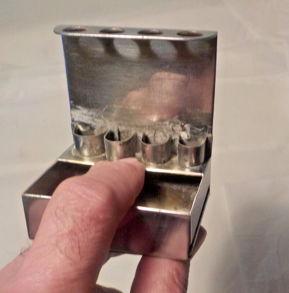 Vintage Metal CHROME Cigarette & Pack Case Box Holder Desk Free Standing