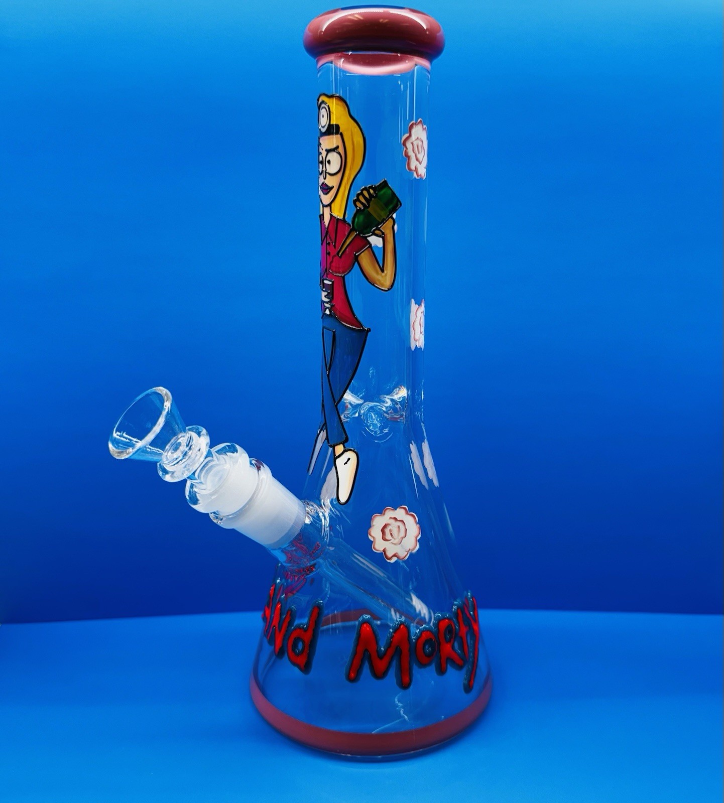 GLOW IN DARK RICK AND MORTY 🔥GLASS WATER PIPE TOBACCO USE 18+ ONLY New🔥10 In
