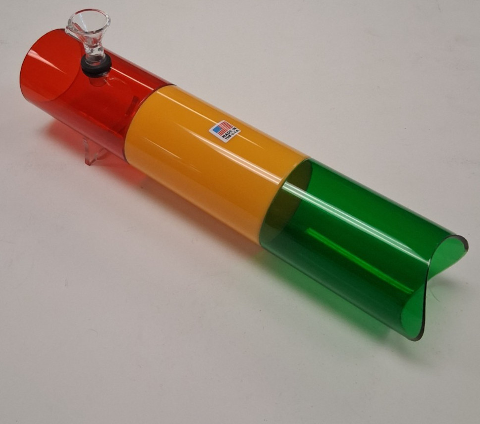 12″ ACRYLIC PLASTIC STEAMROLLER METAL BOWL TOBACCO SMOKE HANDPIPE RASTA 2.5″M