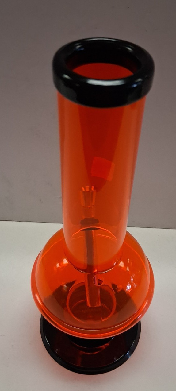 9″ ACRYLIC PLASTIC RINGED BUBBLE THUMB CARB WATER PIPE BONG HOOKAH ORANGE 1.5″W