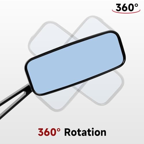 Motorcycle Mirrors Compatible with Harley Davidson – 8MM 10MM Rectangle-Black