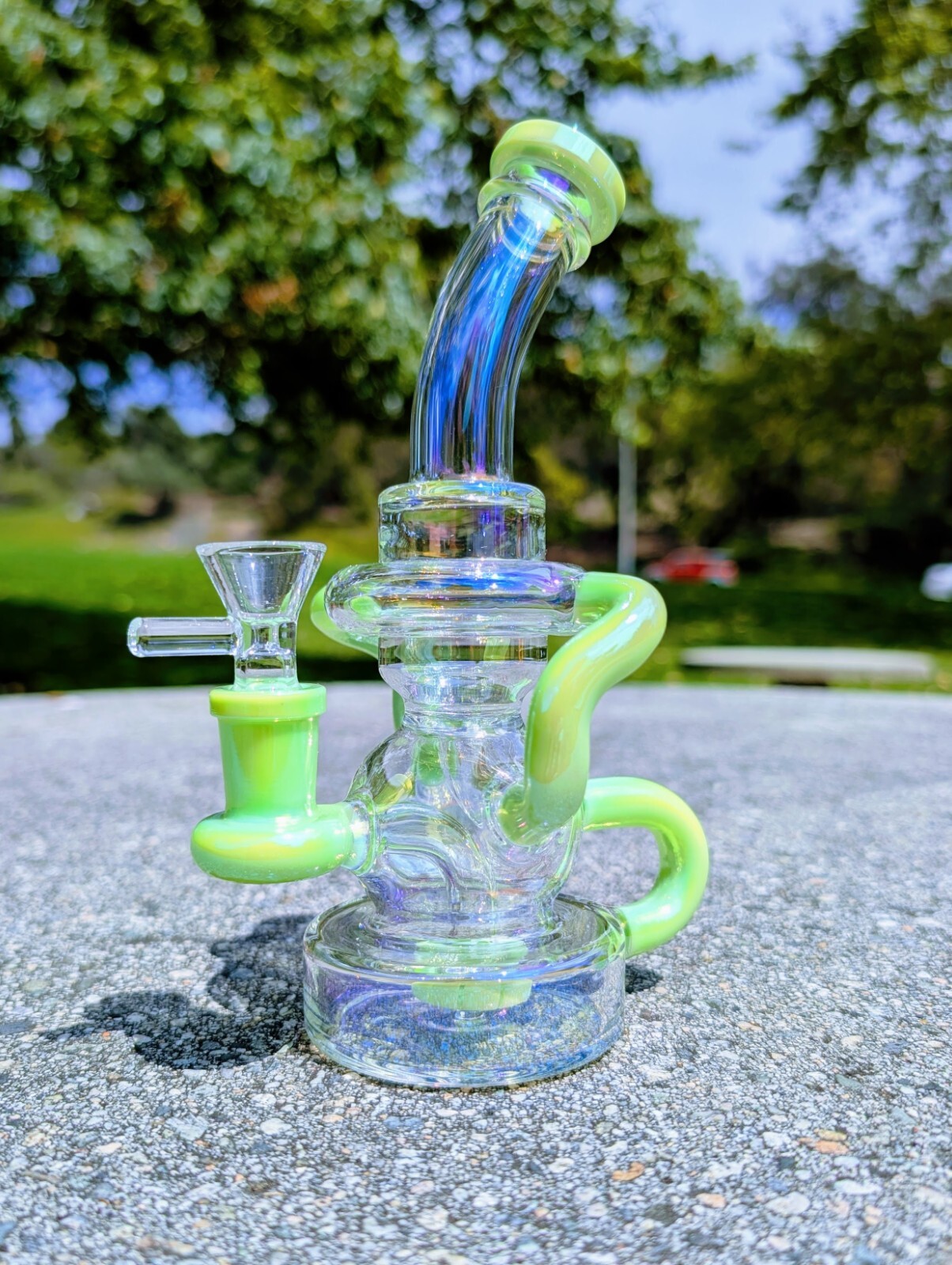 8″ Slime Rainbow Recycler Matrix Tobacco Smoking Water Pipe Hookah Bubbler Bong